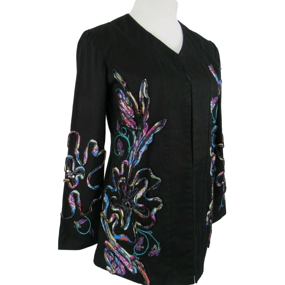 Embellished Jacket Blazer Art You Wear Lined Size XS Black Antthony Original